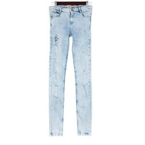 Zara Trafaluc Premium Wash Light‎ Blue Distressed Skinny Jeans Size 02